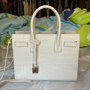Saint Laurent - Baby Sac De Jour - Embossed White Crocodile